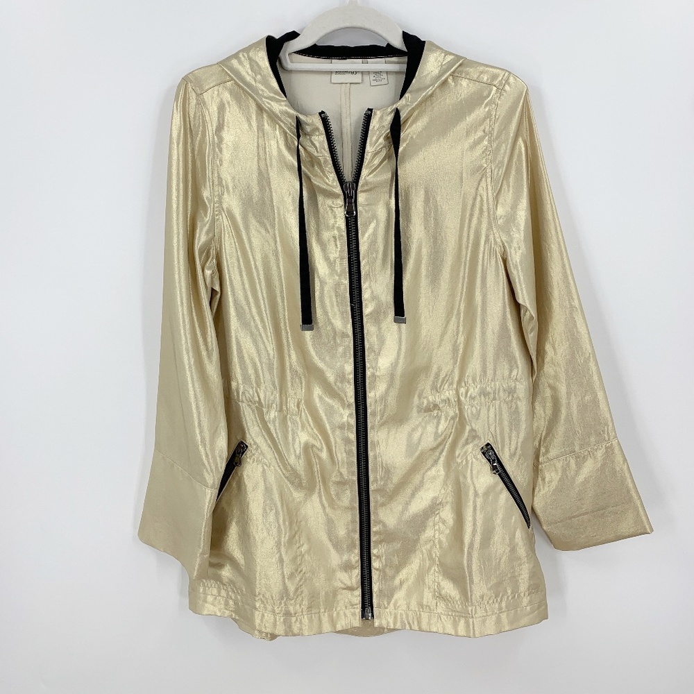 Chico's Zenergy Gold Shine Anorak  Jacket Sz Small